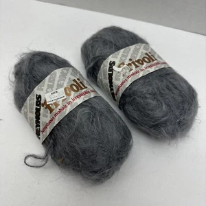 Vintage Neu Reynolds Frivoli Mohair Garn 2 Stück Grau Italien Aran - Bild 1 von 7