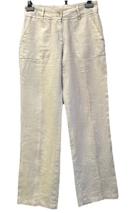 Escales Beige 100% Linen Wide Trousers / Pants Long Leg 32.5” Sz 38 UK 10 - Picture 1 of 14