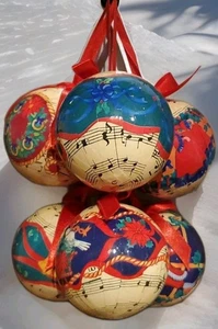 Vintage Die zwölf Tage Weihnachten Decoupage Ornamente Menge 6 # 9, 7,6,5,3,2 - Bild 1 von 22