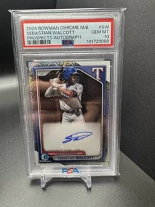 2024 Bowman Chrome Mega Box Sebastian Walcott Mojo Refractor Auto PSA 10 - Picture 1 of 2