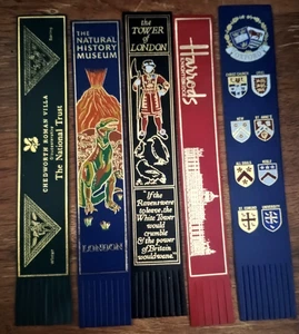 LOT (5) BOOKMARKS 9” (Some Are Leather) - Harrods Chedworth Oxford London Etc - Imagen 1 de 2