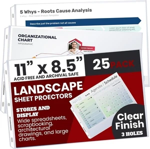 Performore 25 Sheet Protectors, Landscape Clear 25 Pack,  - Bild 1 von 6