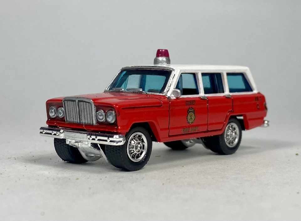 Matchbox 1964 Jeep Wagoner Custom Painted Fire Chief Truck Real Riders Wheels - Image 1 of 4