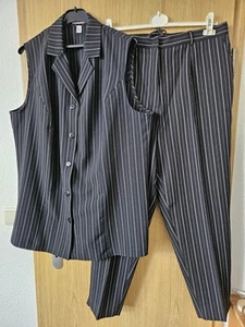 Damen Hose und Weste gr:50 Gestreift 2tlg. Set schwarz Anzug Hosenanzug - Bild 1 von 10