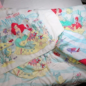 Vtg Little Mermaid Twin Comforter  Fitted Sheet Pillow Case Bedding Set 90s  - Picture 1 of 20