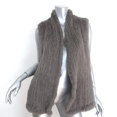 Chaleco largo de piel de conejo June gris talla mediana Foto 1 de 4