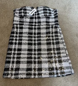Vestido para mujer STEVE MADDEN Reta lentejuelas sin tirantes en blanco y negro talla 4 - Imagen 1 de 10