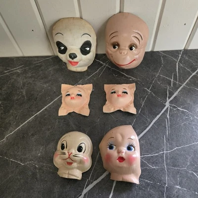 Juego de 6 piezas artesanales de tela y plástico vintage con cara de perro para hacer muñecas  Foto 1 de 4