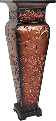 Tall Red Embossed Metal Floor Vase for Floral Arrangements Home Decor Accent  - Image 1 of 4