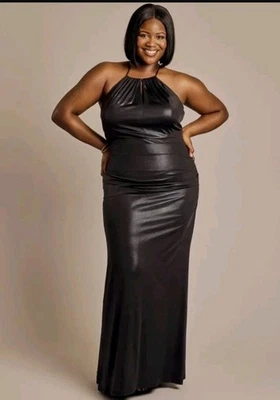 Vestido David's Bridal Galina Signature Foil Jersey Vaina Talla 20 Cristal Espalda Foto 1 de 4