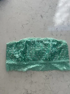 Vintage Victoria's Secret pink Bandeau/ Strapless Sequin Bra Green Size M - Picture 1 of 5