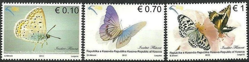 Estampillas de Kosovo 2012. Fauna: Mariposas. Set MNH Foto 1 de 1