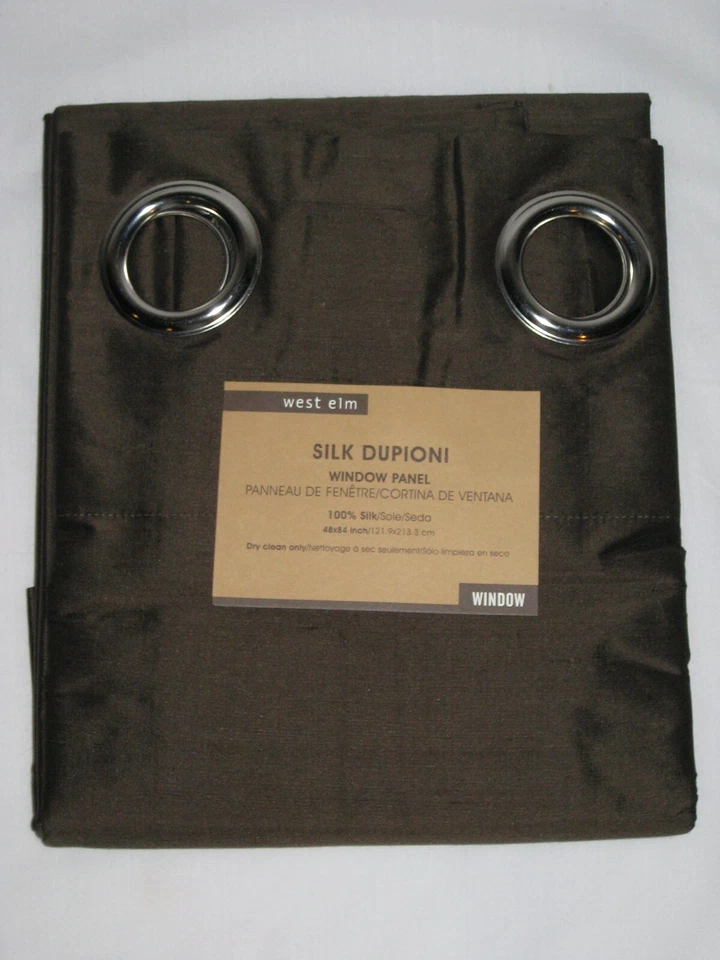 1 West Elm Espresso Silk 84” Grommet Curtain Window Panel Drape - Image 1 of 1