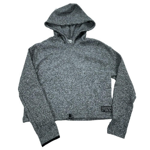 UNDERCOVER Victoria Secret Felpa con Cappuccio Donna Piccola Grigio Felpa Maglione Crop Top Erica ROSA