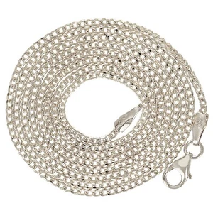 Collar de cadena Franco italiano de oro blanco de 14k corte diamante macizo 22" 1,3 mm 4,8 gramos - Imagen 1 de 5