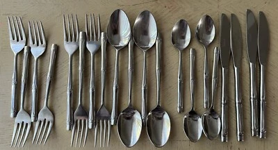 Oxford Hall Bambú Madera Nudo Inoxidable Japón 20 Piezas Juego Completo Servicio Para 4 Foto 1 de 3