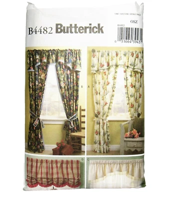 Window Treatments Curtains Valance Drapes 4 Styles Uncut Pattern Butterick 4482 - Image 1 of 4