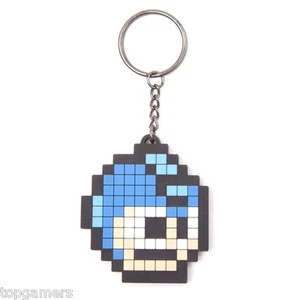 Pixel Head - Mega Man / Megaman - Gummi Schlüsselanhänger / keychain / keyring
