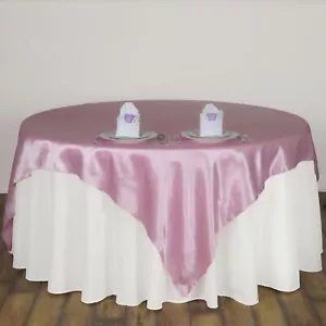 Pink 60x60" SATIN SQUARE TABLE OVERLAY Wedding Party Catering Supplies SALE - Picture 1 of 7