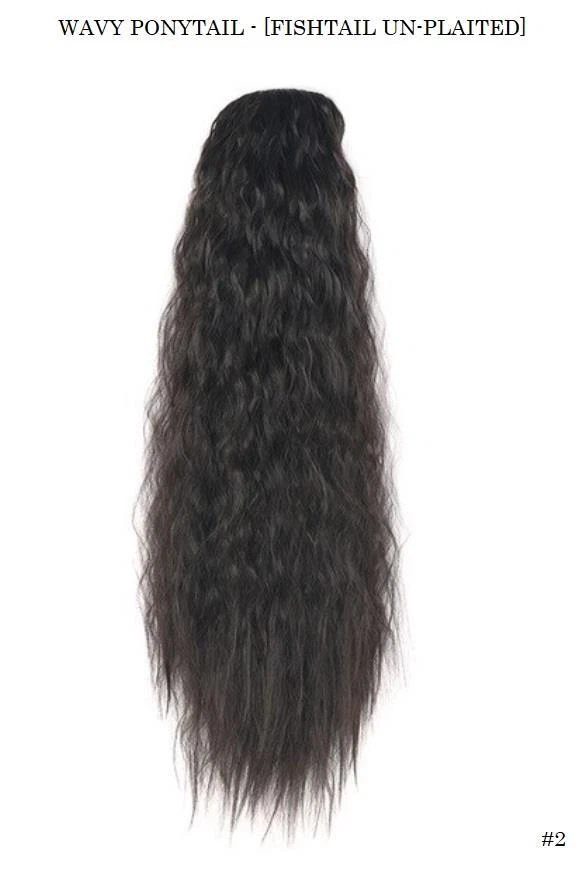 Pieza de pelo de cola de caballo ondulada súper gruesa marrón oscuro 22" #2 180 g - PVP £29 Foto 1 de 1