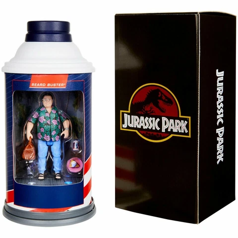 Mattel Jurassic Park Barbasol Dennis Nedry Action Figure SDCC 2020 Exclusive Cover