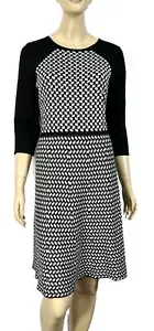 Nuevo con etiquetas Vestido Suéter Neiman Marcus Cuadros Confeti Rayón Negro Marfil Talla L - Imagen 1 de 7
