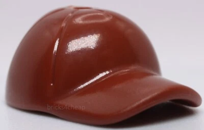 Lego 2x Reddish Brown Minifig Baseball Cap Short Curved Bill Seams - Image 1 of 2