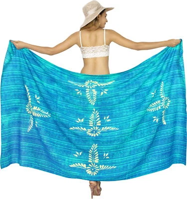LA LEELA Women's Wrap Beach Swimwear Cover Up Pareo Tie Sarong 78"x43" Teal_U873 - Image 1 of 3