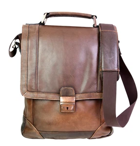Wilsons Leather BROWN REAL LEATHER FLAP X-BODY SHOULDER BAG TRAVEL BAG HANDBAG - Picture 1 of 16