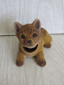 De colección Años 70 Flocado Plástico Asentimiento Shiba Inu Perro Cachorro Rayas 4x 5.5" LEER - Imagen 1 de 18