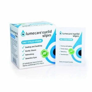 Lumecare Eyelid Wipes x5 Refreshes Cleans Blepharitis Oily Debris Gentle Cooling - Picture 1 of 6