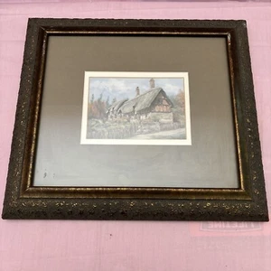 Ann Hathaway's Cottage de Strachan en un marco trasero sellado victoriano vintage - Imagen 1 de 15