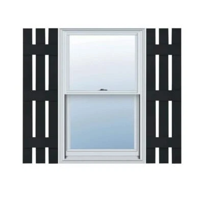 Builders Edge Board+Batten Shutters 12"Wx59"H Standard Spaced Straight Top Black - Image 1 of 3