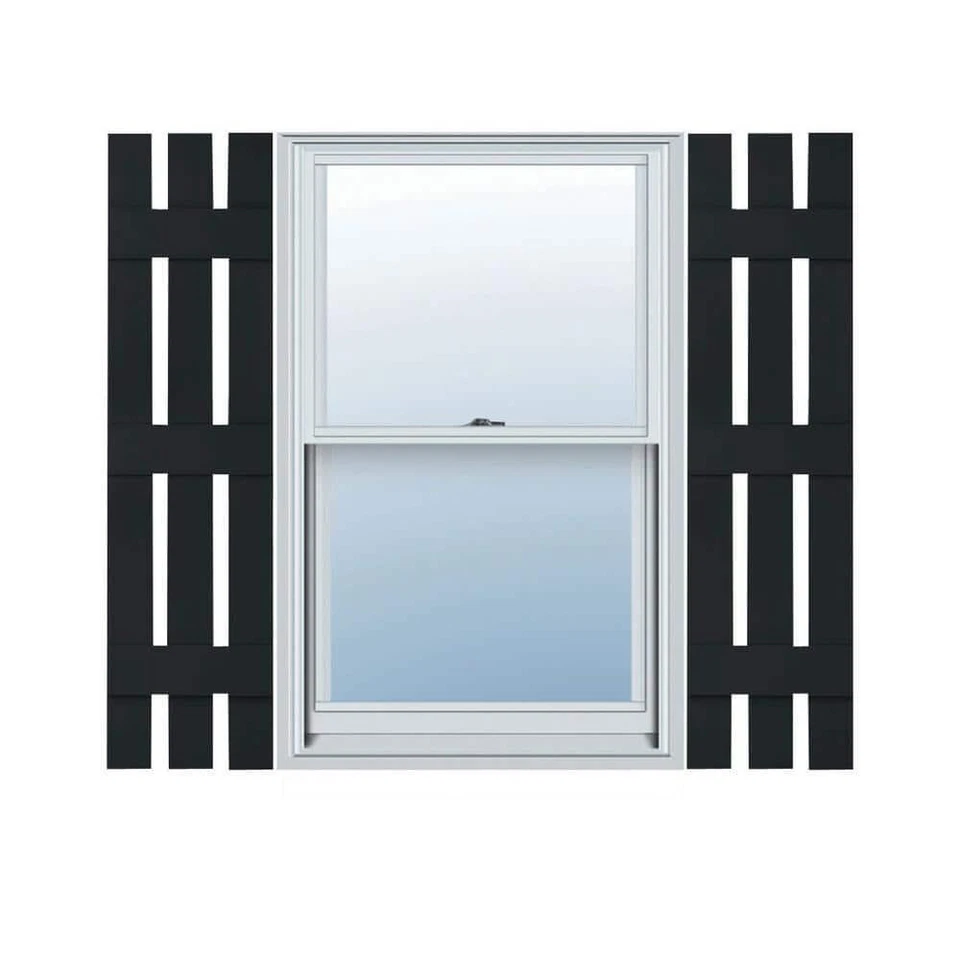 Tablero de borde Builders + persianas de listón 12" Wx59" H estándar espaciado parte superior recta negra Foto 1 de 4