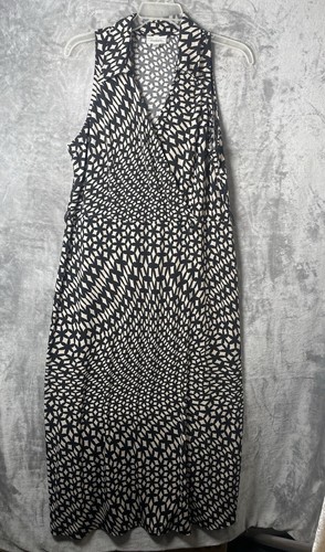 OFF WHITE Abito vestito donna fienile tg 18 nero bianco sporco diamante scollo a V senza maniche lungo