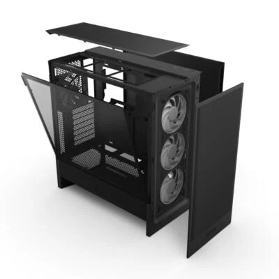 NZXT CC-H52FB-R1 H5 Flow Compact Mid-Tower ATX GPU Cool RGB Airflow Case Black - Image 1 of 4