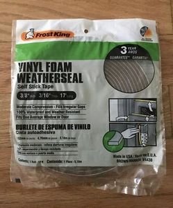 Frost King - Vinyl Foam Weatherseal Self Stick Tape 3/8" X 3/16" X 17' - 4 packs - Picture 1 of 3