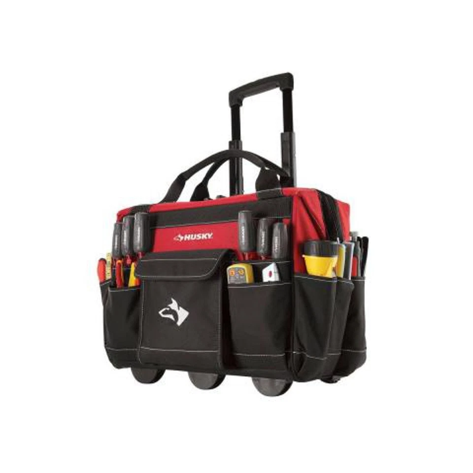 Husky GP-43196N13 18" 600-Denier Red Water Resistant Contractor's Rolling Too... - Image 1 of 2