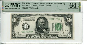 Fr 2100-J 1928 $50 Federal Reserve PMG 64 EPQ CHOICE UNCIRCULATED - Picture 1 of 2