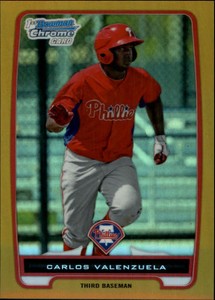 2012 Bowman Chrome Prospects Gold Refractors #BCP165 Carlos Valenzuela /50