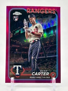 2024 Topps Chrome Update Evan Carter Rookie Debut Pink Refractor /399 #USC199 RC - Bild 1 von 2