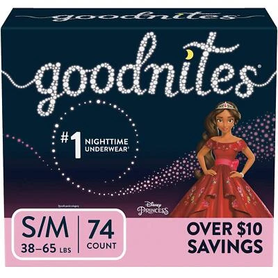 Брюки для сна для девочек Goodnites, малые/средние, 74 штуки - Изображение 1 из 4