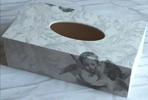 Angel Cupid Rectangular Long Tissue Box Cover Handcrafted wooden decoupaged - Picture 1 of 1