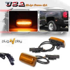 Amber LED Rear Wheel Fender Side Marker Lights For Silverado Sierra Dually 15-23 - Picture 1 of 11