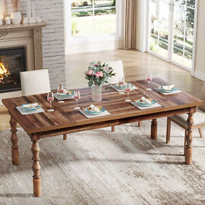 Tribesigns 62" Farmhouse Wood Dining Table Rectangle Kitchen Table for 4 to 6