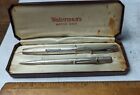 Waterman England Sterling Silver vintage fountain pen set 14k gold nib (s)