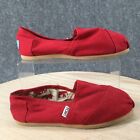 Toms Shoes Womens 8 Classic Alpargata Slip On Loafer Flats Red Canvas Casual