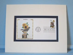 State Bird & Flower of Kansas - Western Meadowlark & Sunflower & First Day Cover - Picture 1 of 1