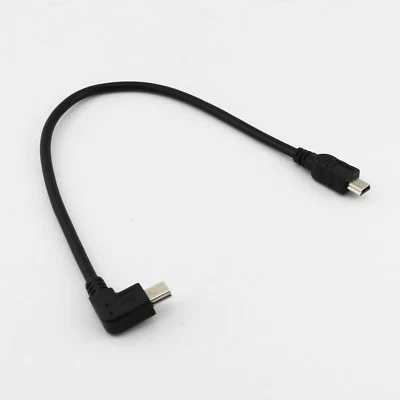 Right Angle 90 Degree USB Mini B 5 Pin Male to Male Data Charging Adapter Cable - Image 1 of 4