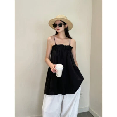 THE ROW Womens Cotton Simple Square Collar Elastic Bud Backless Sling Top - Image 1 of 4